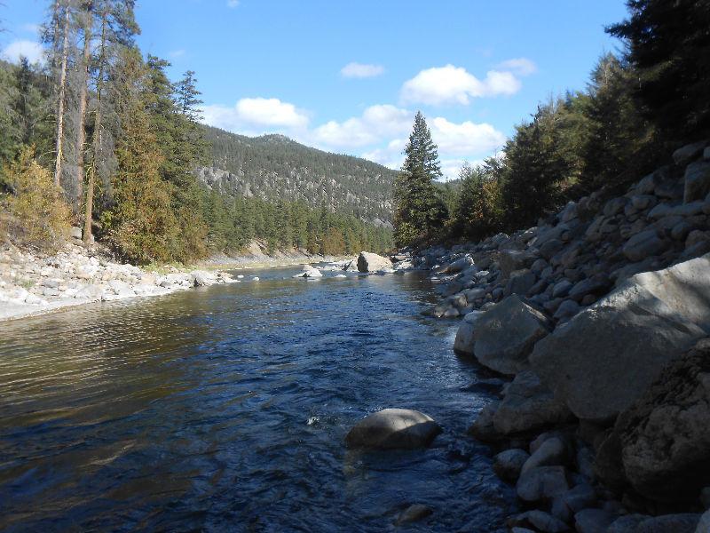 Placer gold claim on Similkameen river by Bromley Rock