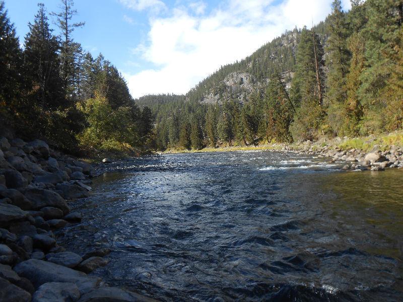 Placer gold claim on Similkameen river by Bromley Rock