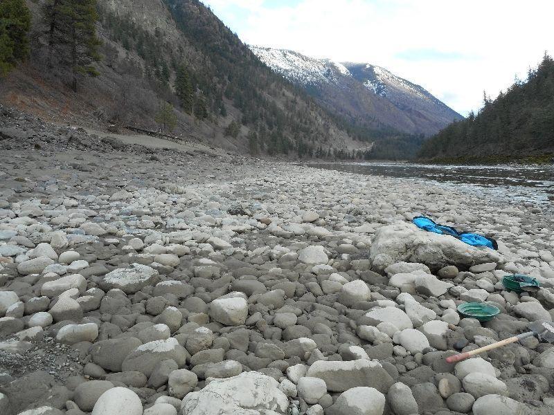 Placer gold claim on Fraser river by Lillooet