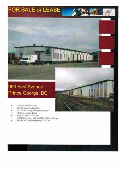 Rail Spur Industrial Building & Property for sale or lease/rent