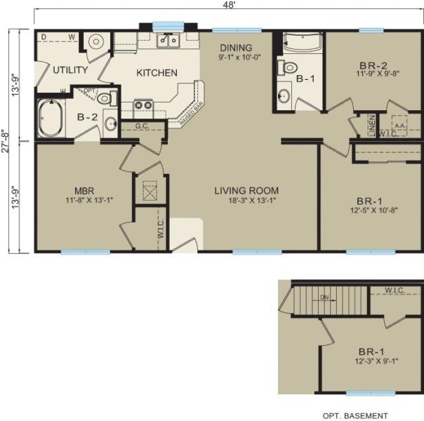 Custom Modular Homes - Model 3628