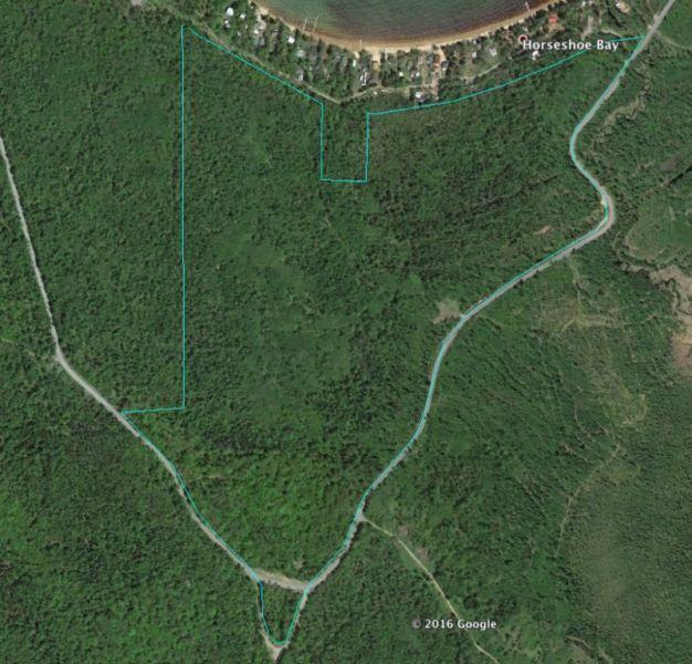 107 treed acres on Havilland Shores Dr., south of Horseshoe Bay