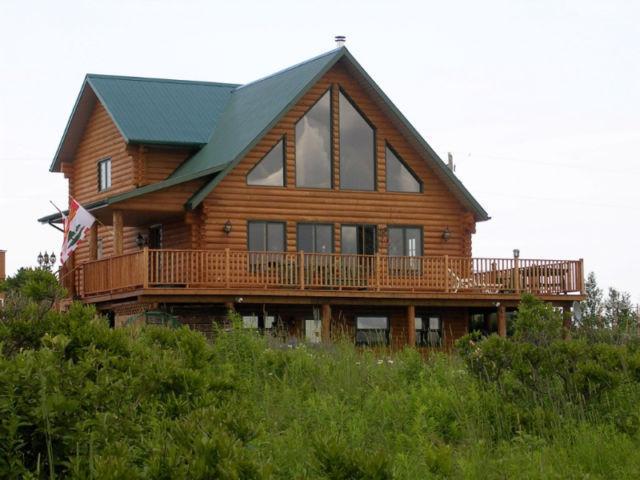 Waterfront log home