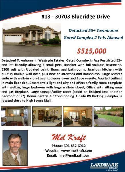 Detached Ranch Style Townhome