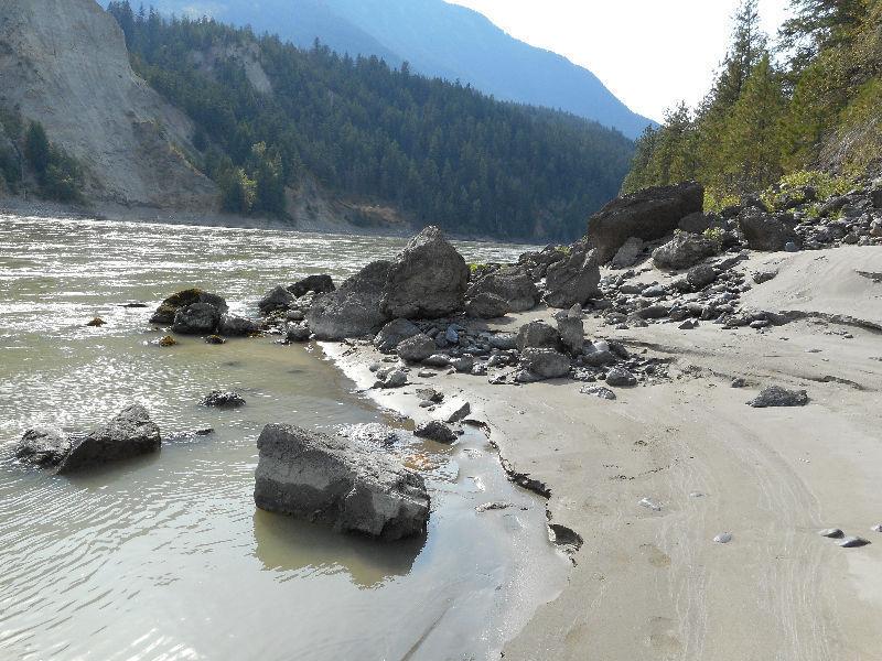 Placer gold claim on Fraser river by Lillooet