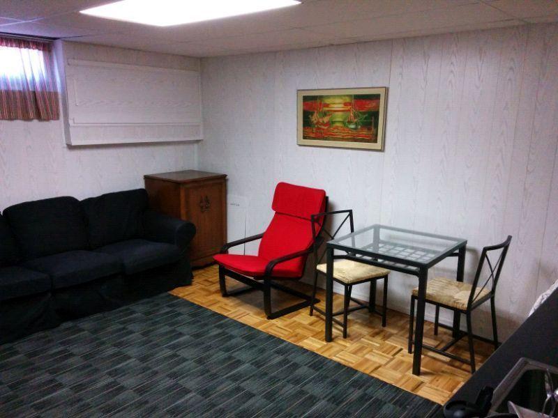 One bedroom furnished basement apartment
