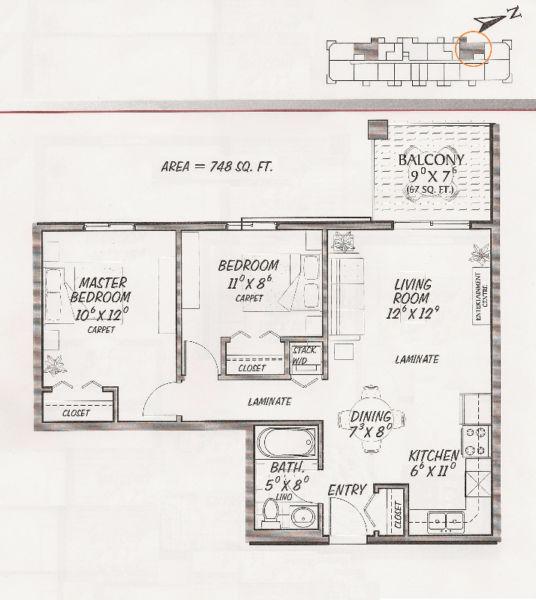 Two bedroom + underground parking. All utilites included!