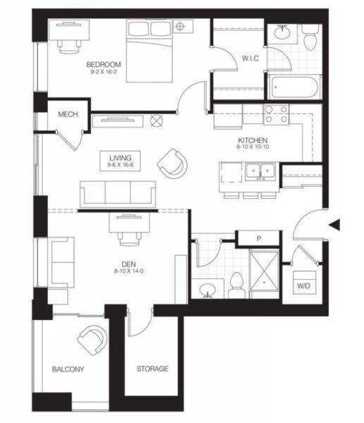 SAGE 3: 1 Bed - SIZE OF 2 BEDROOM - GREAT for COUPLES