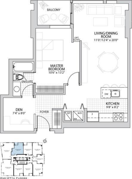 Brand New (Metcalfe) Luxury 1 Bedroom+Den Apartment For Rent