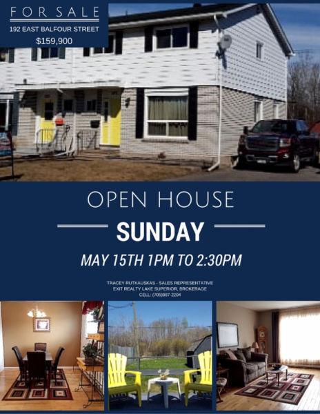 OPEN HOUSE SUN MAY 15TH 1PM TO 2:30PM