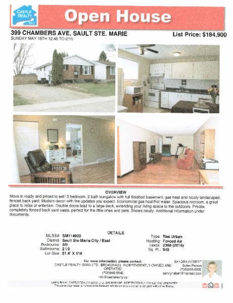 OPEN HOUSE SUNDAY MAY 15TH 12:45 TO 2:15