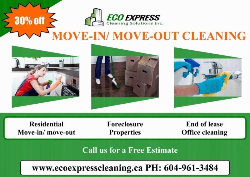 30% OFF ON MOVE-IN/ MOVE-OUT CLEANING SERVICES