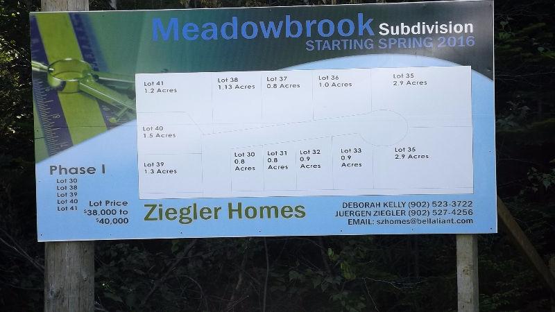 LOTS FOR SALE IN BRAND NEW MEADOWBROOK CUL-DE-SAC