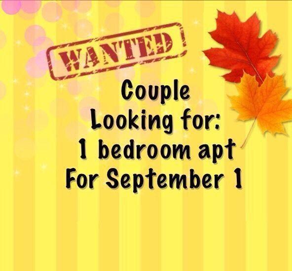 Wanted: Working couple looking for 1 bedroom apt
