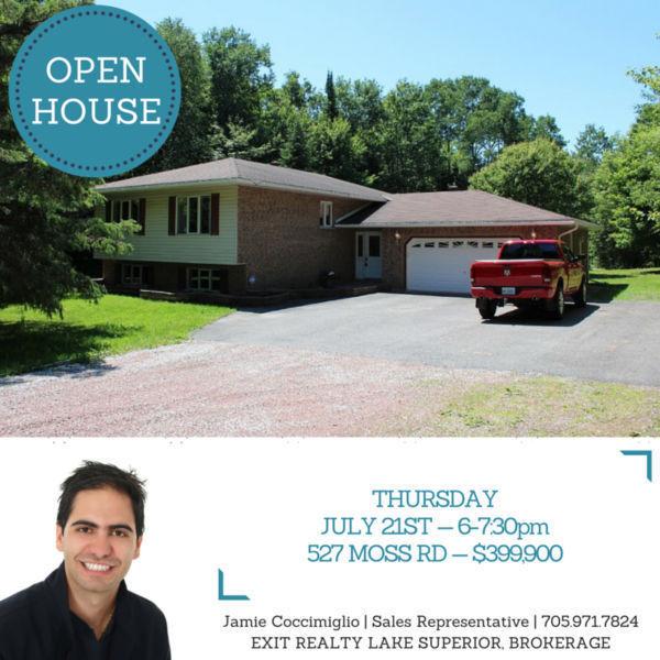 OPEN HOUSE! Thurs July 21 between 6-7:3pm -- 527 Moss Rd