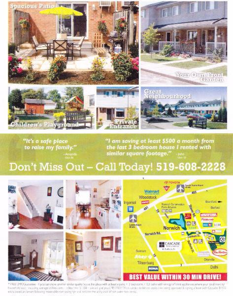 3 Bedroom, 1.5 Bath Pet Friendly Condo Townhome For Rent