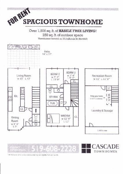 3 Bedroom, 1.5 Bath Pet Friendly Condo Townhome For Rent