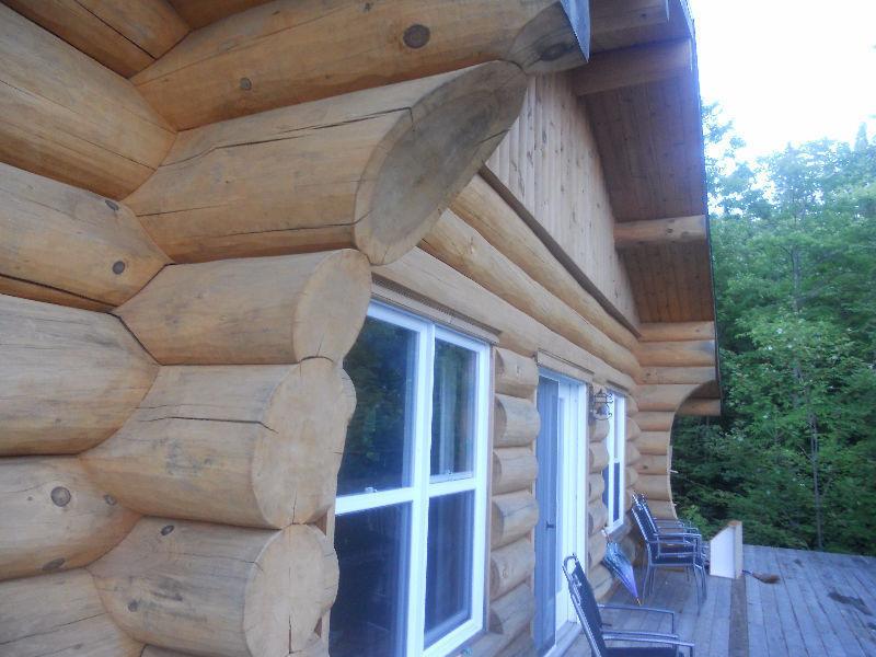 Chalet maison vrai bois rond face bord lac
