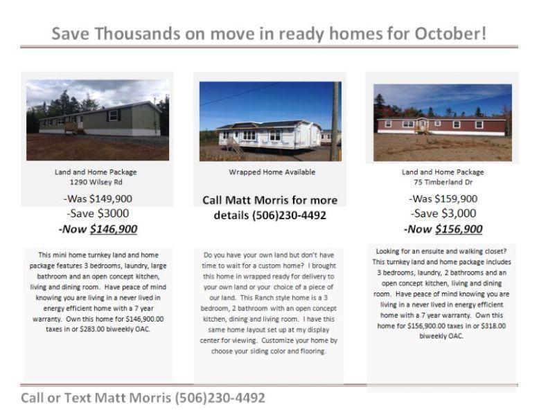 OCTOBER SPECIAL - SAVE UP TO $10,000 ON READY TO MOVE IN HOMES!
